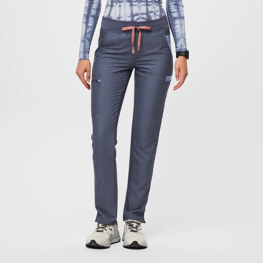 FIGS Heather Denim Yola- Skinny Scrub Pants 2.0 - S - Tall / Heather Denim